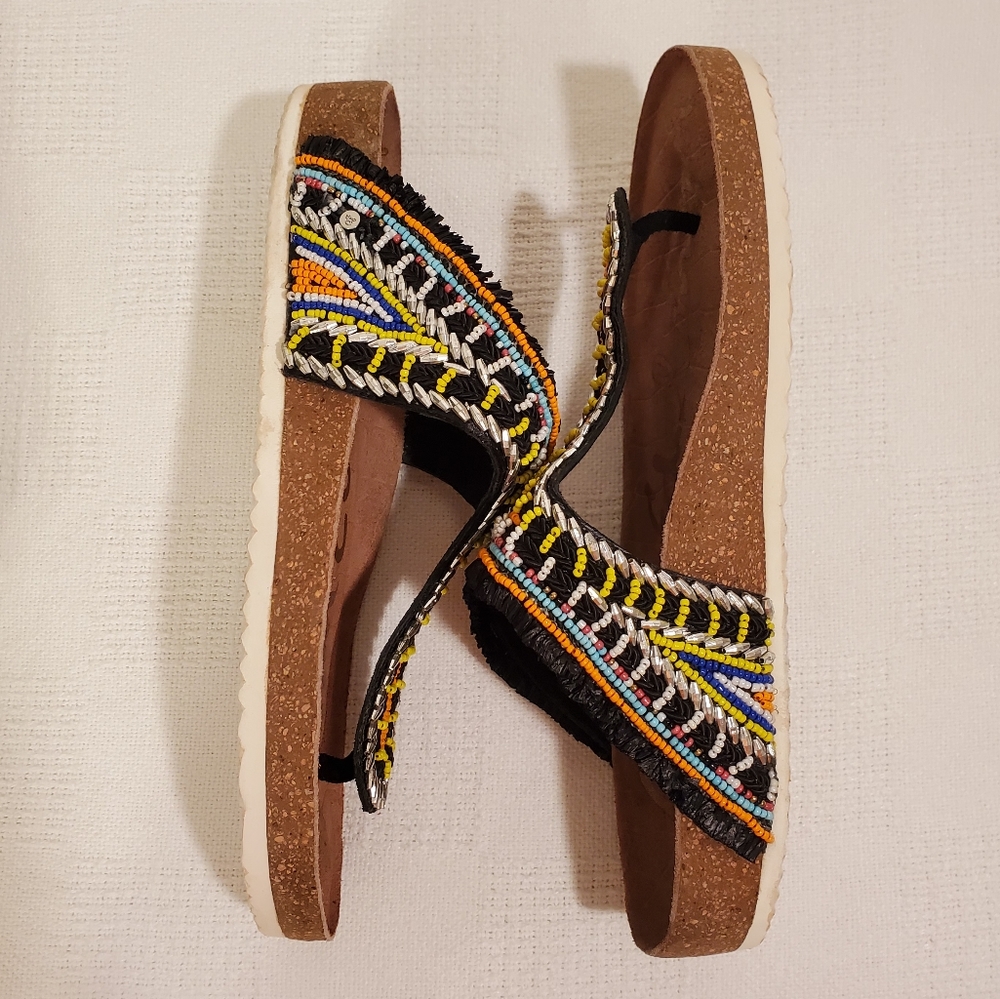 🆕️ SAM EDELMAN CORK FOOTBED, BEADED FLIP-FLOPS - Picture 4 of 5